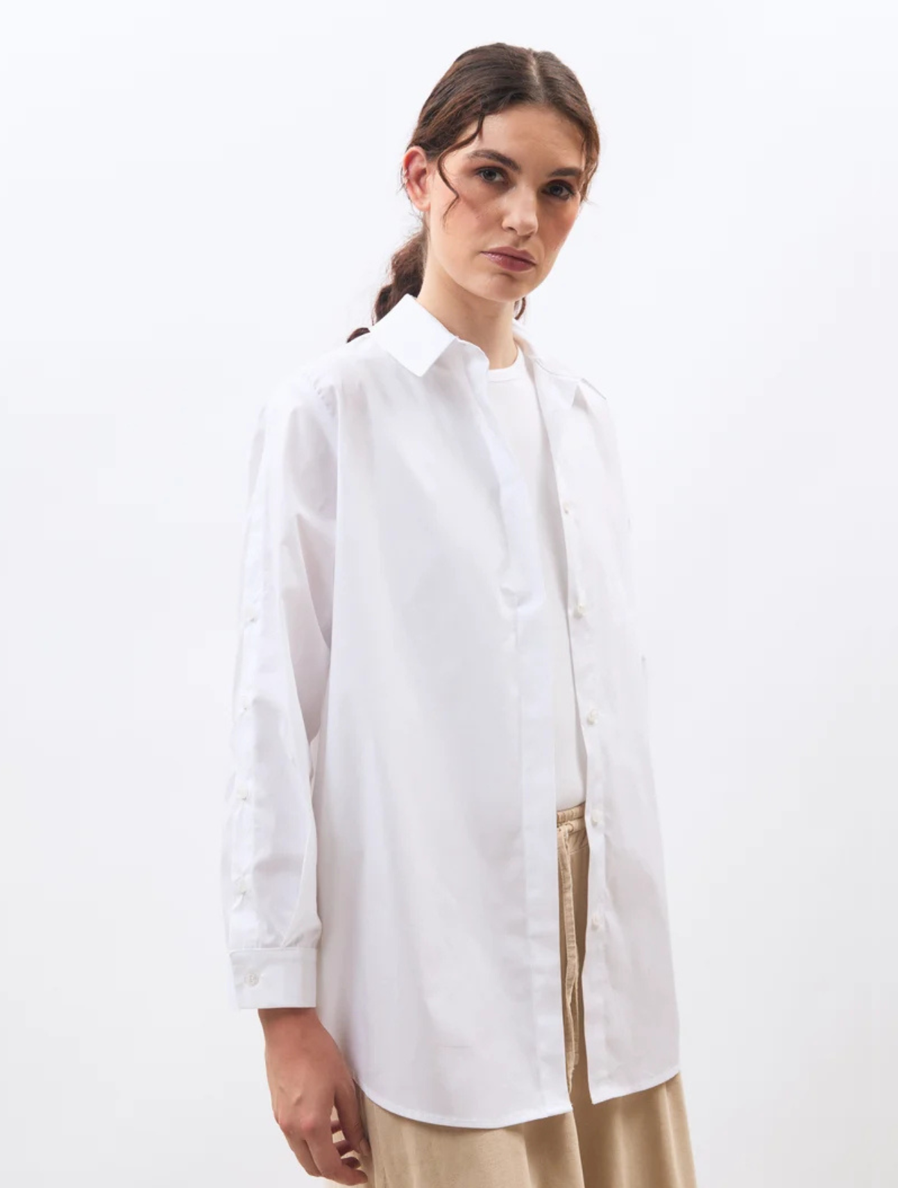 White Cotton Poplin Blouse