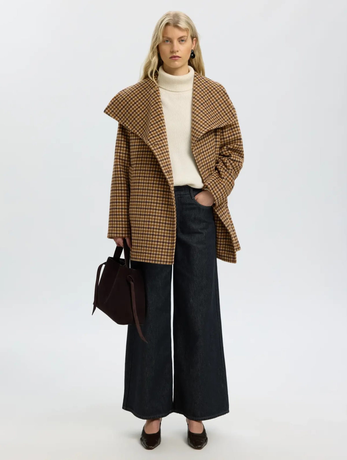 Carolyn Check Wool Blend Coat