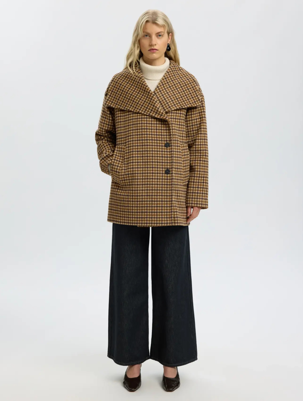 Carolyn Check Wool Blend Coat