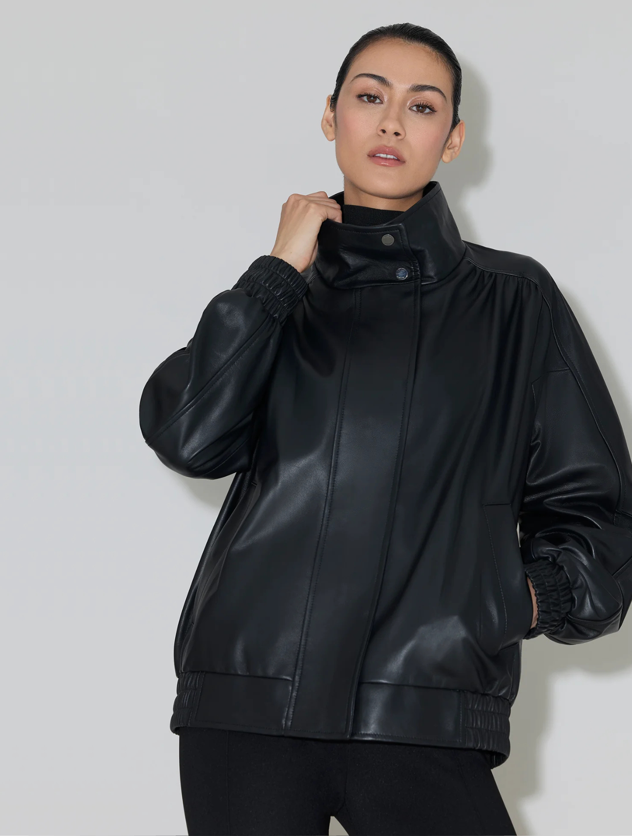 Miu Leather Bomber Jacket