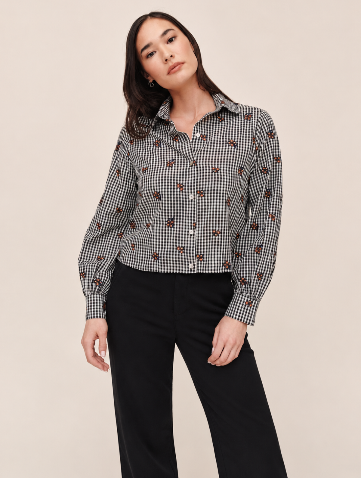 Long Sleeve Crop Button Down
