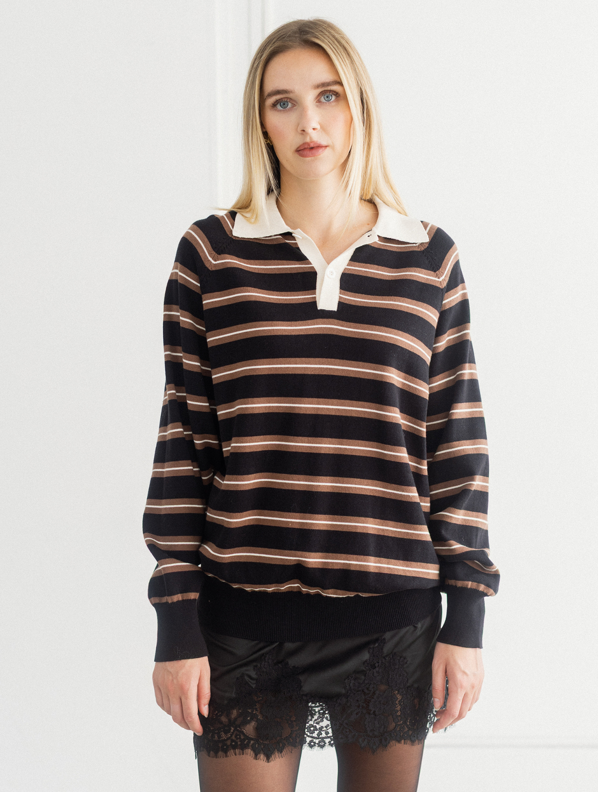 Oversized Knit Polo Shirt