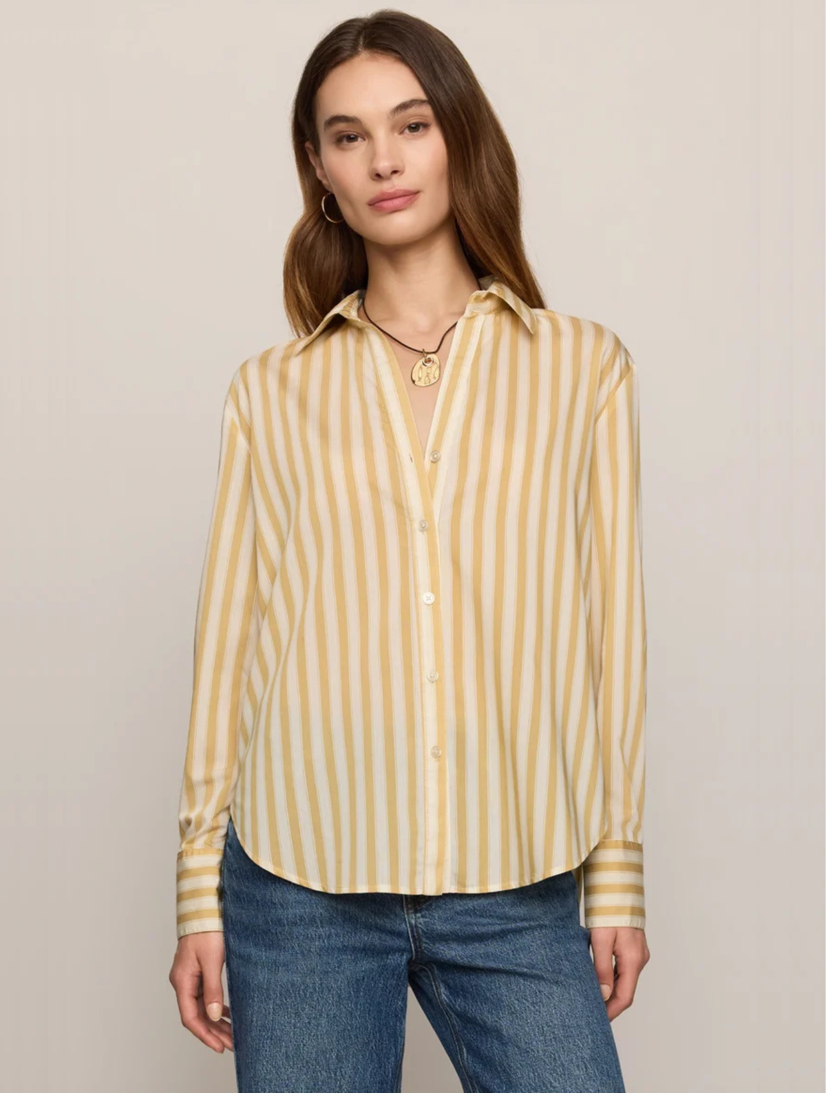 Golden Haven Striped Button Down