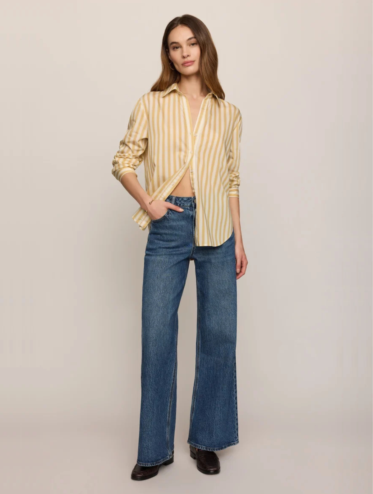 Golden Haven Striped Button Down