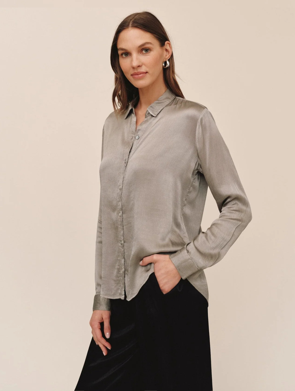 Long Sleeve Clean Button Down Shirt