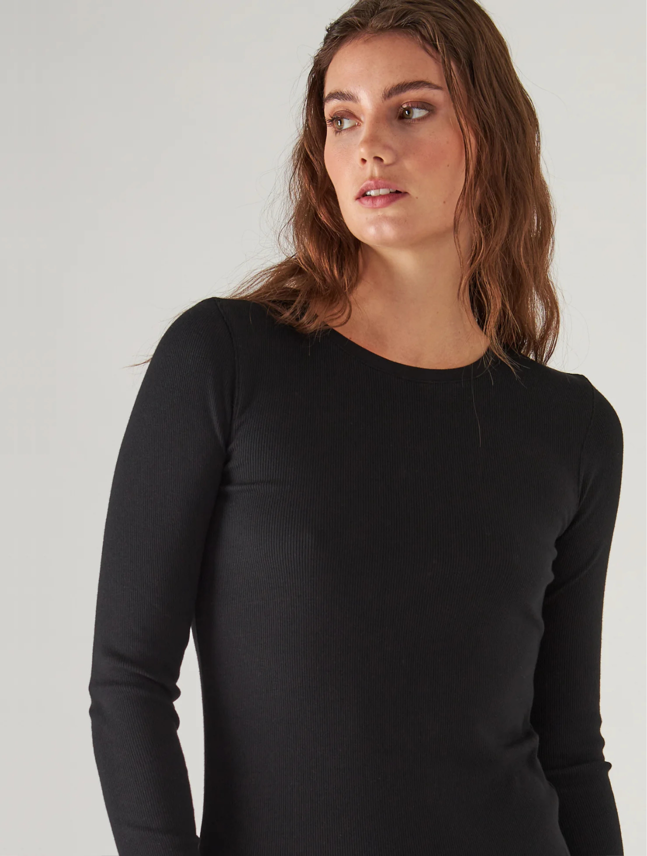 Pima Cotton Stretch Rib Long Sleeve
