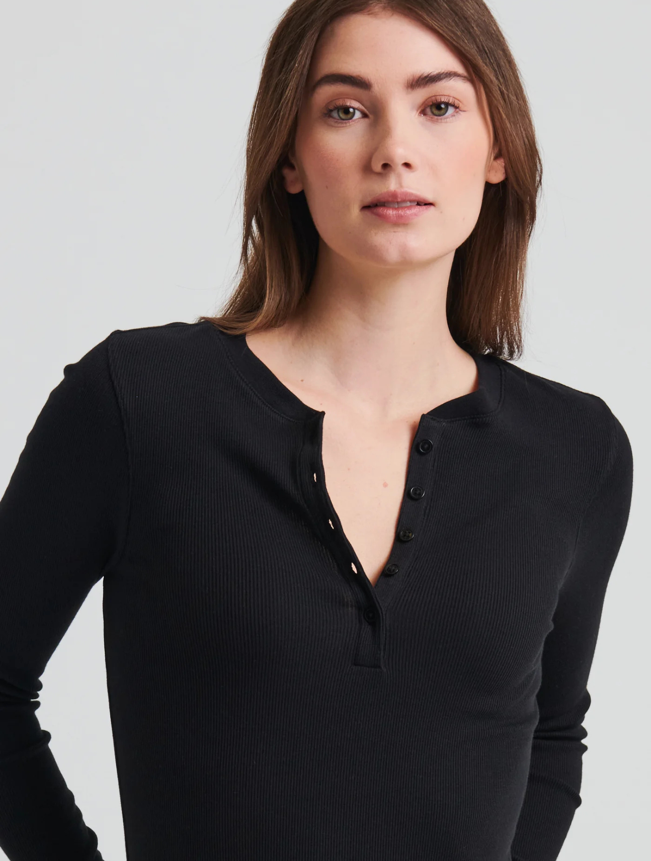 Pima Cotton Stretch Rib Henley