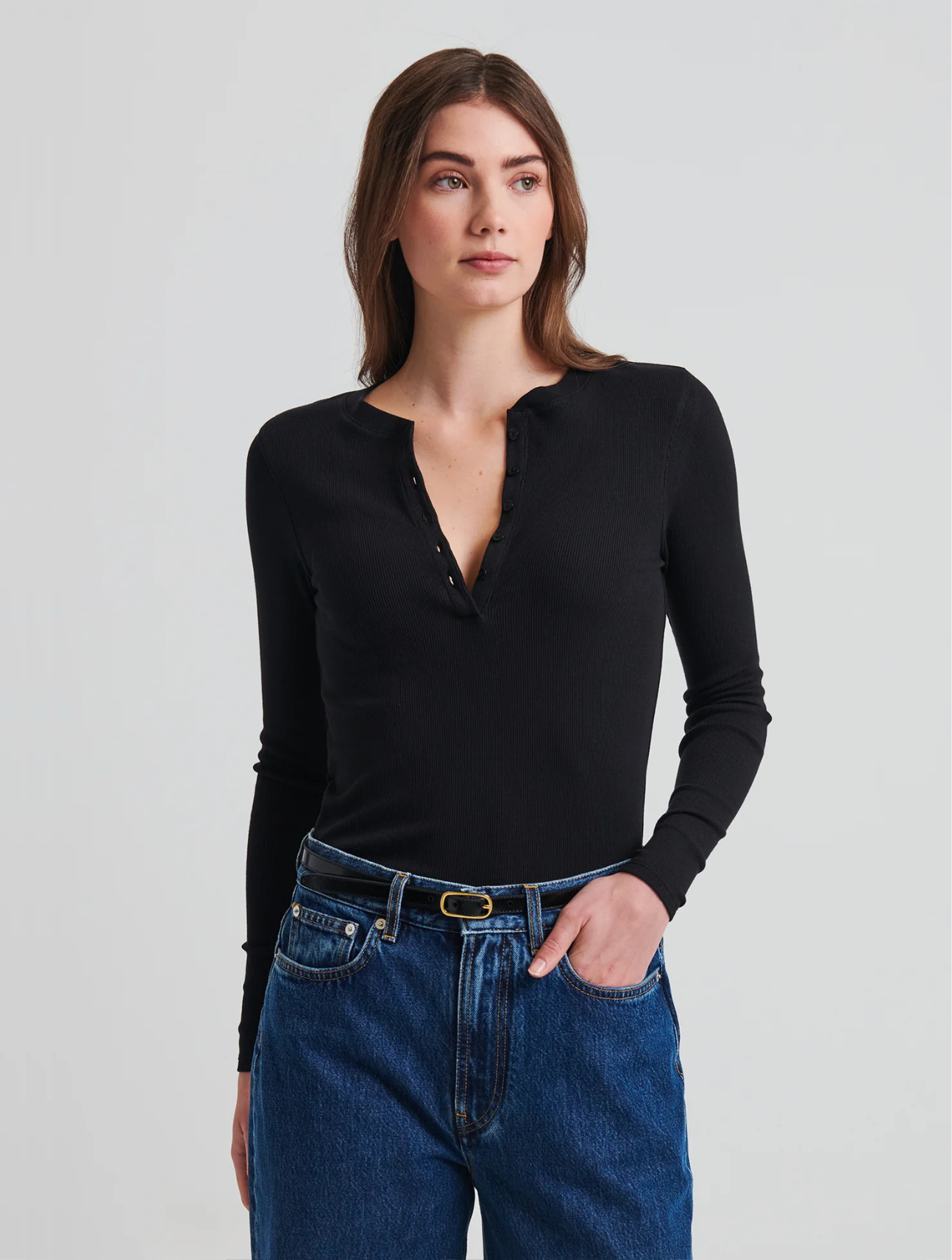 Pima Cotton Stretch Rib Henley