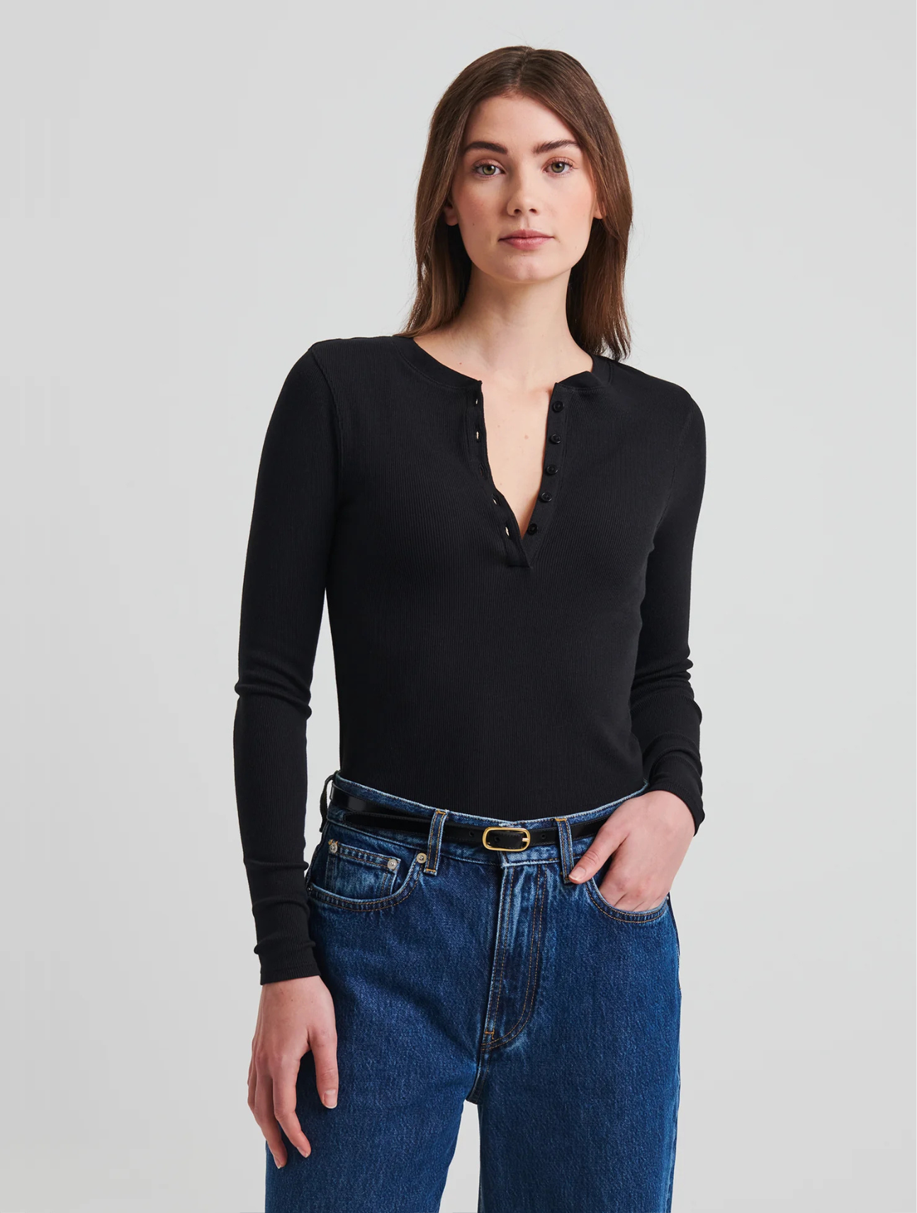 Pima Cotton Stretch Rib Henley