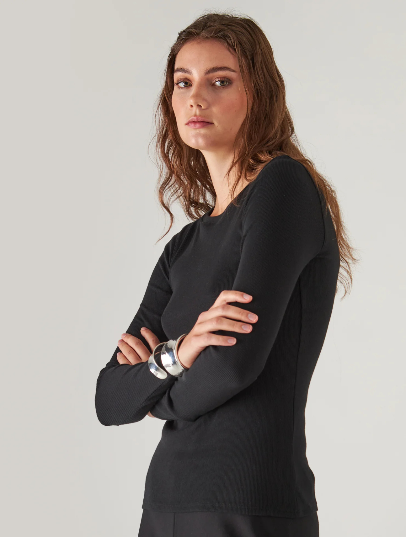 Pima Cotton Stretch Rib Long Sleeve