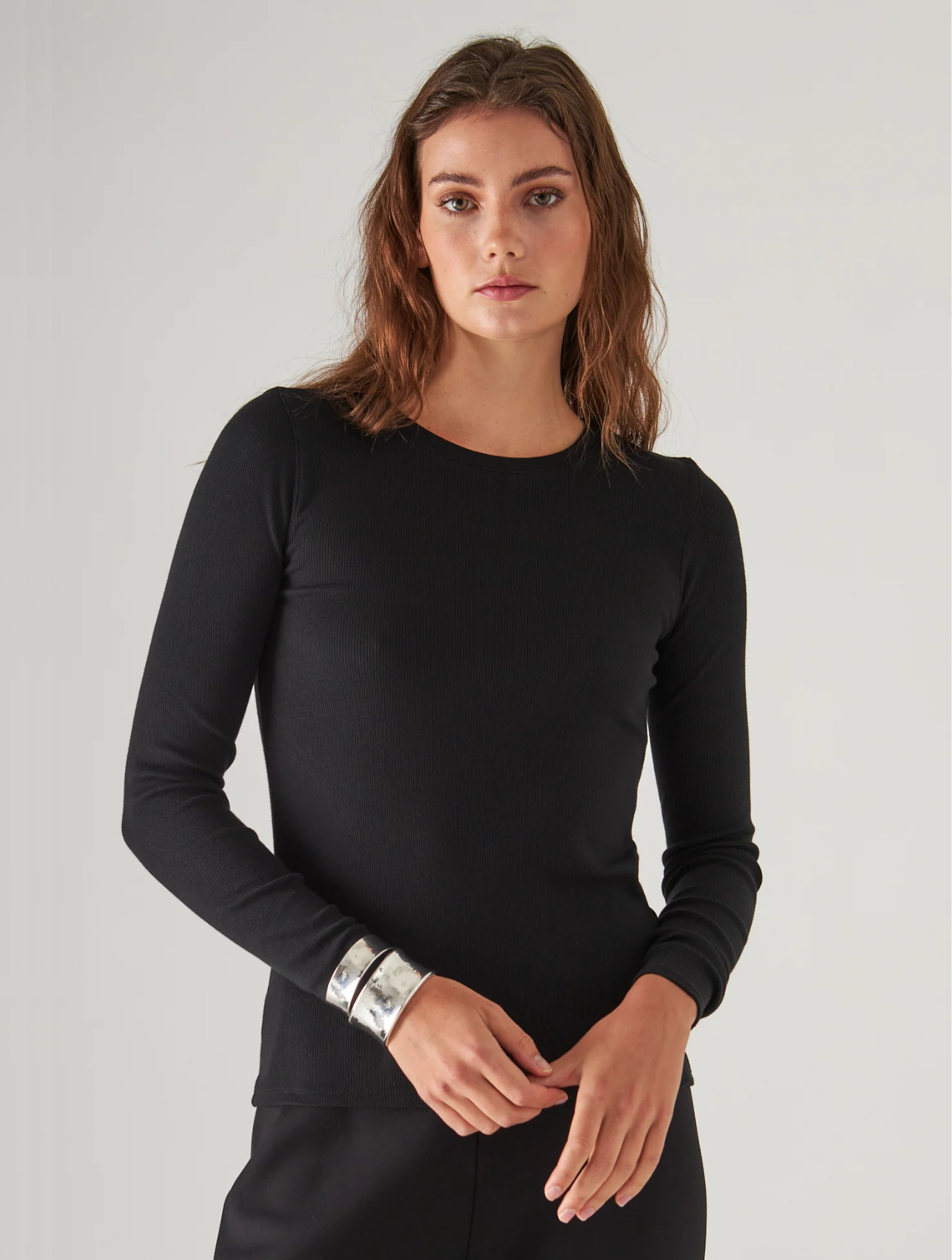 Pima Cotton Stretch Rib Long Sleeve