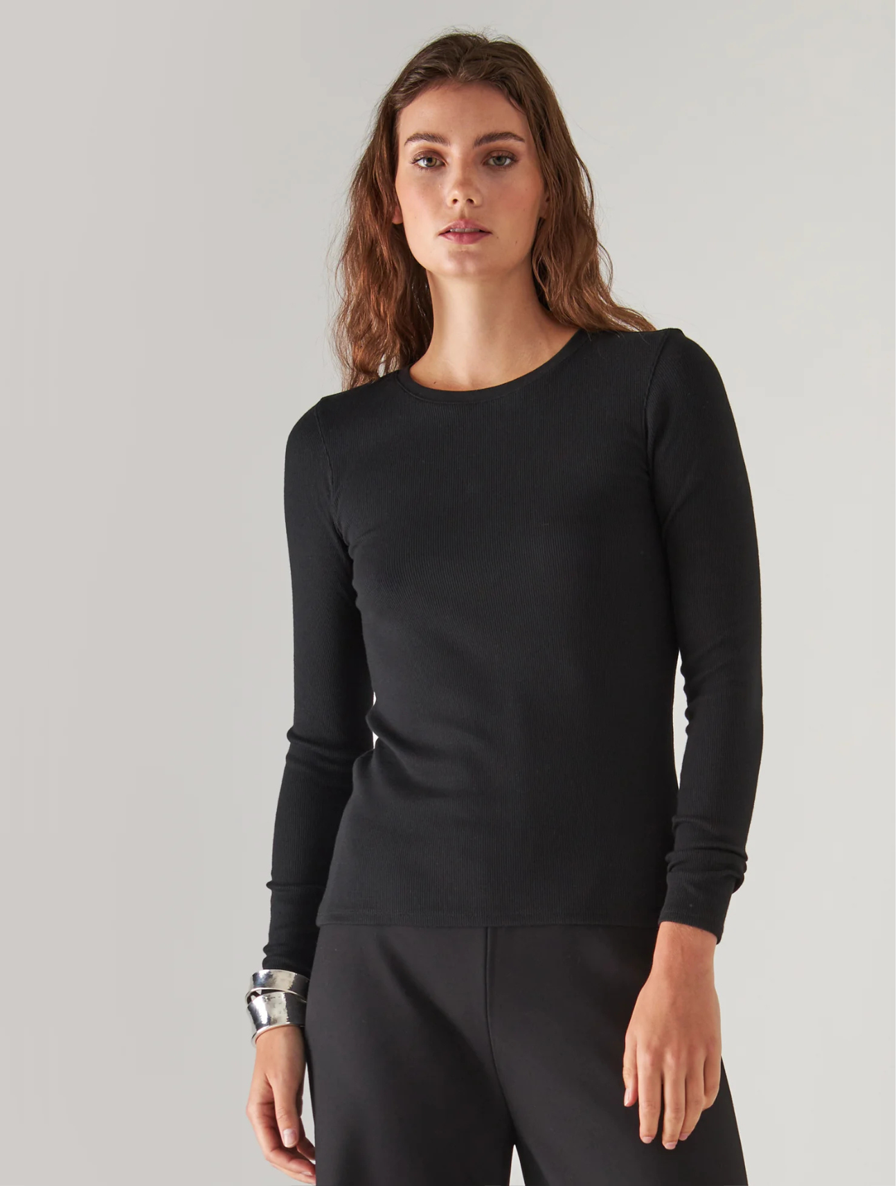 Pima Cotton Stretch Rib Long Sleeve