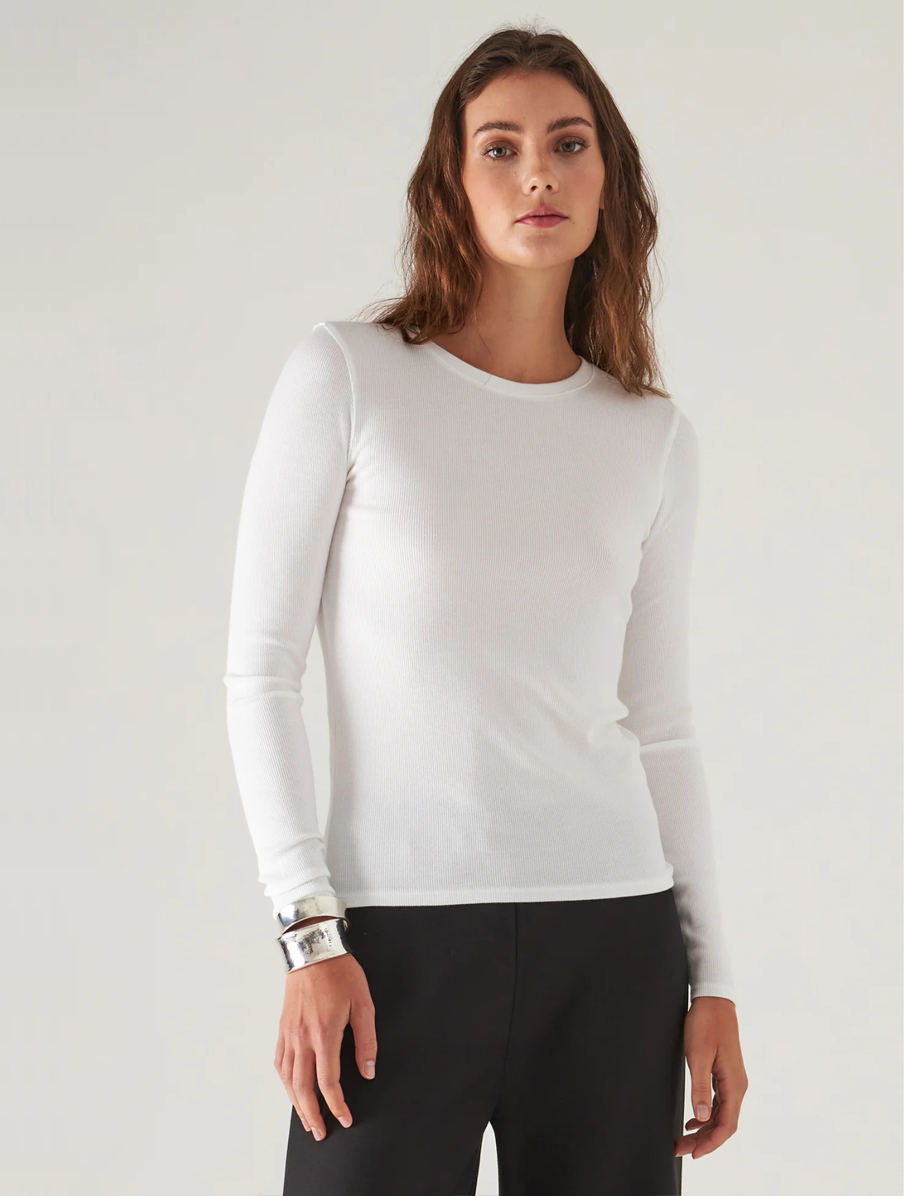 Pima Cotton Stretch Rib Long Sleeve