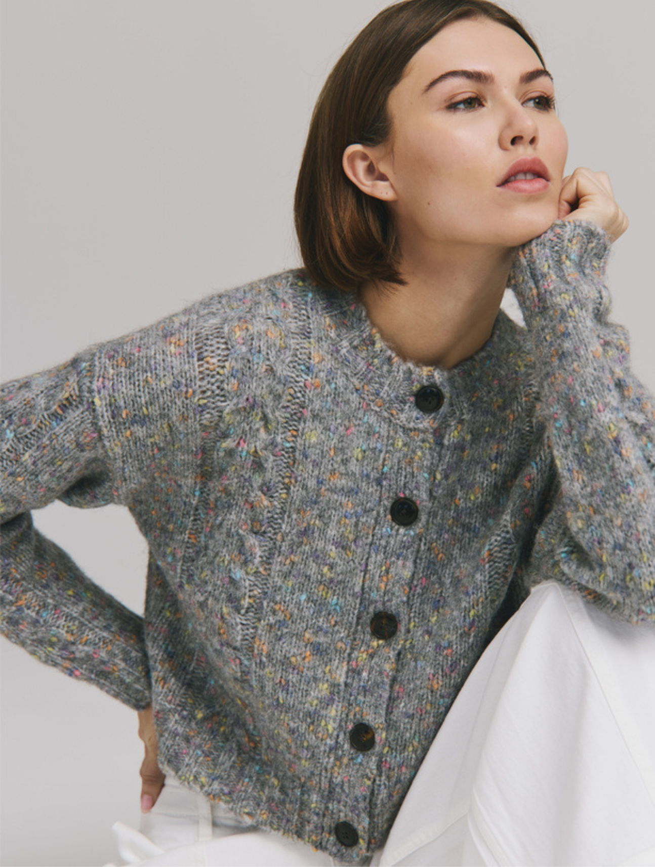 Confetti Cable Boxy Cardigan