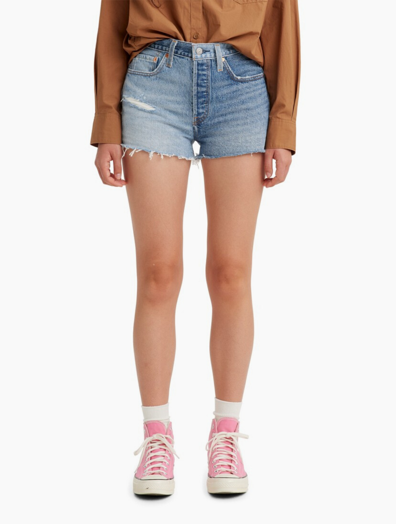 Levis white 501 shorts shop