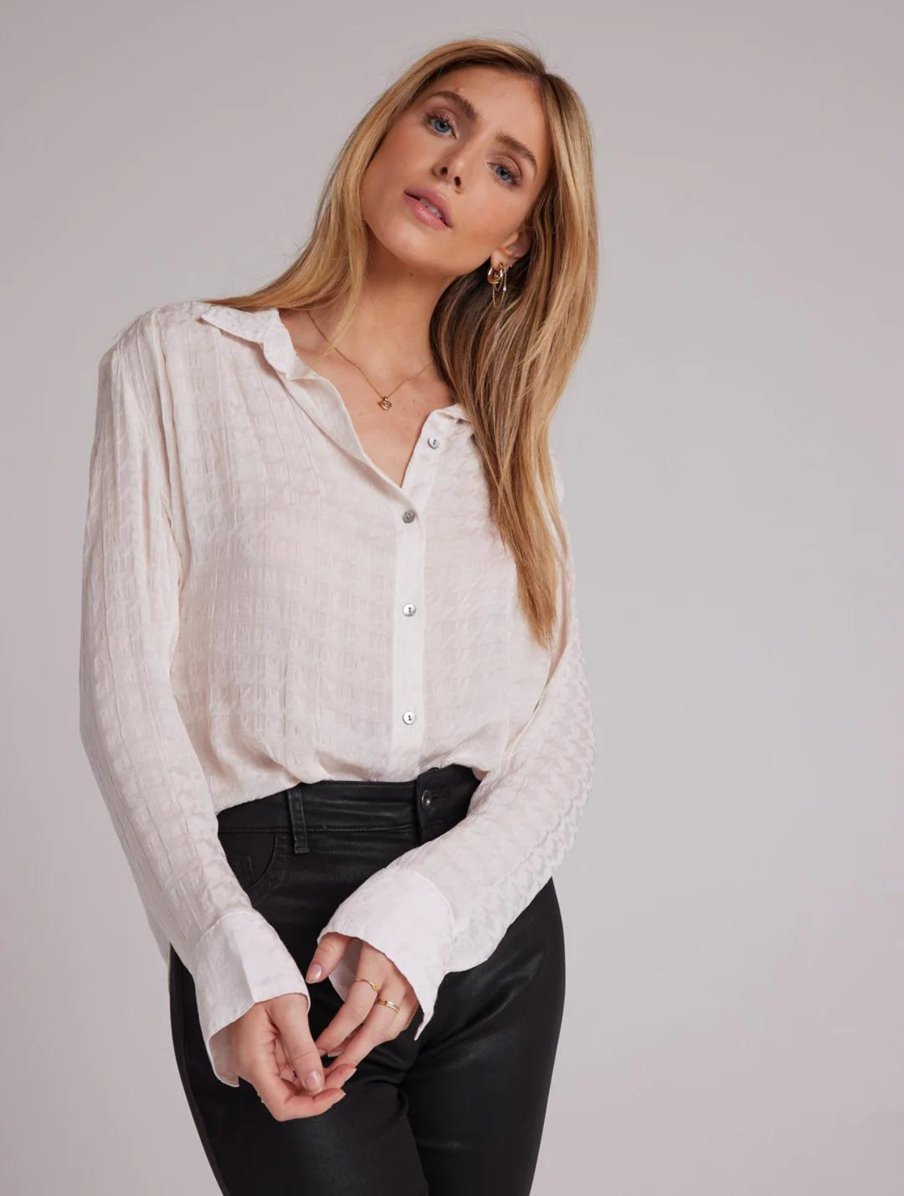 Pleated Button Down Shirt