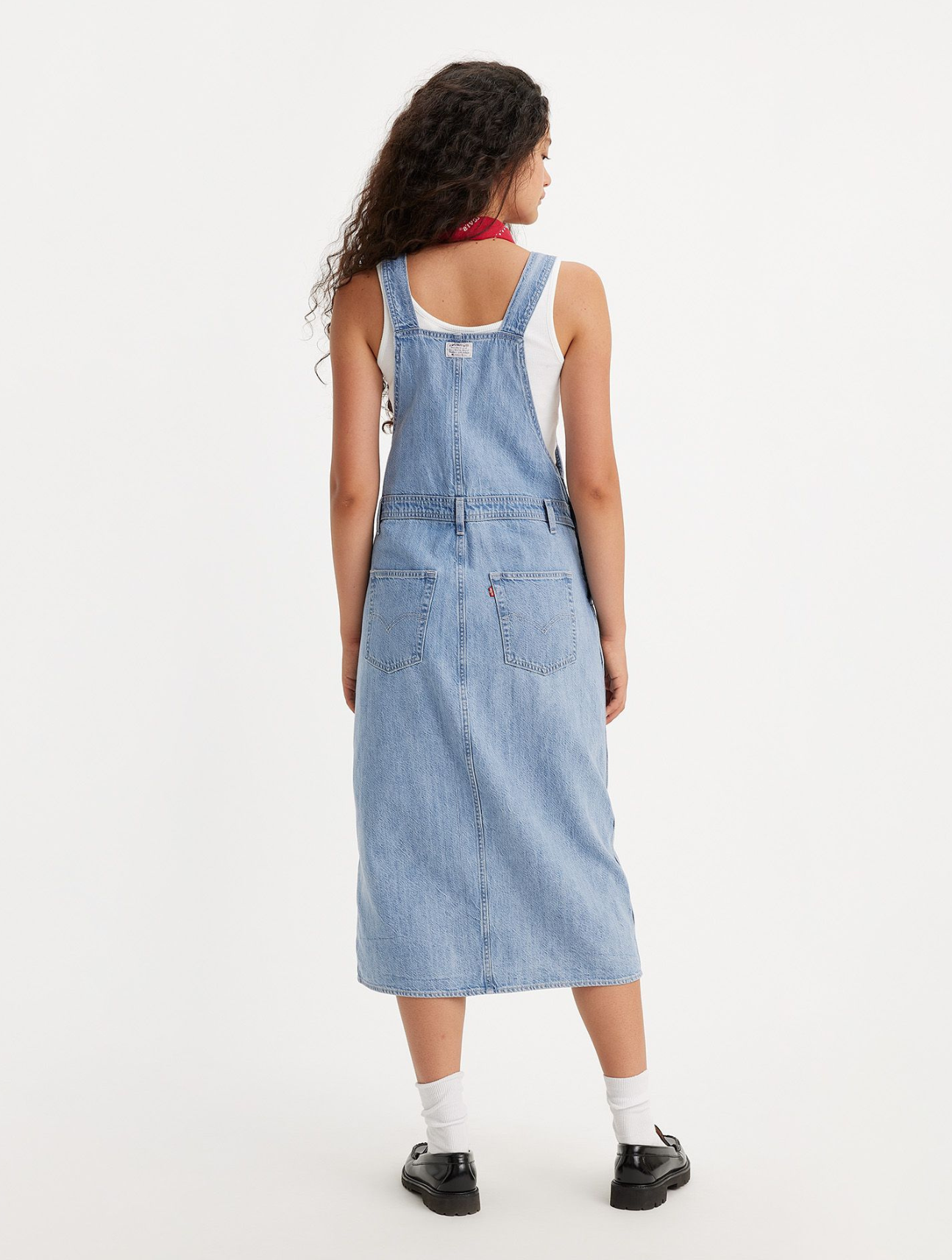 Denim Cotton Sleeveless A-line Pinafore Dungaree Dress With T