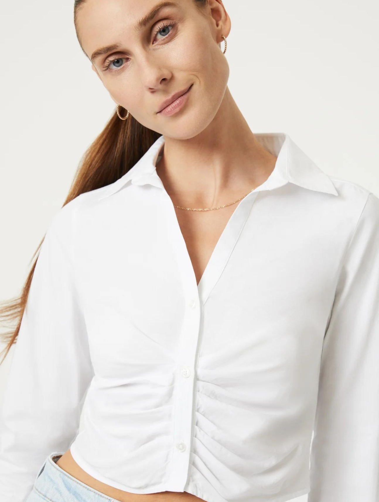 Cropped Button-Up Shirt