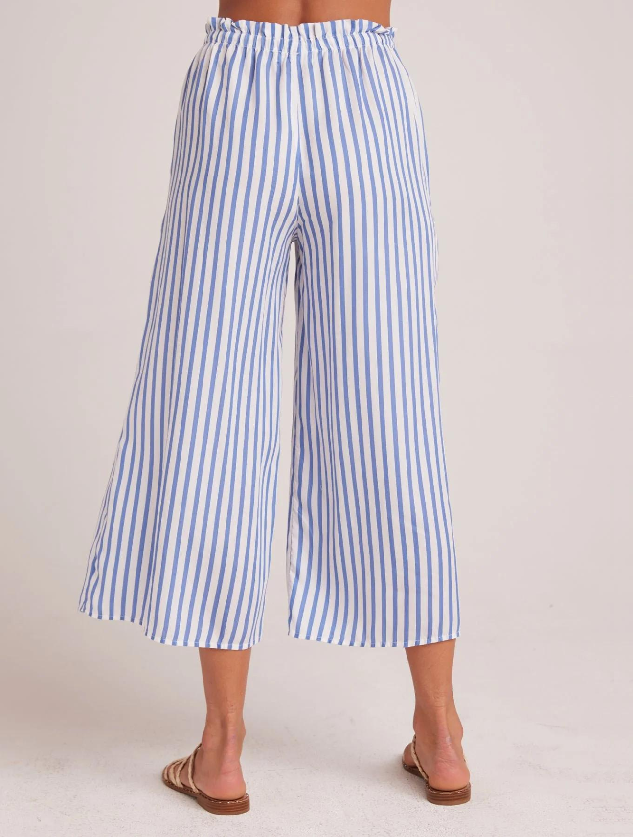 Ruffle Waist Wide Leg Crop Pant