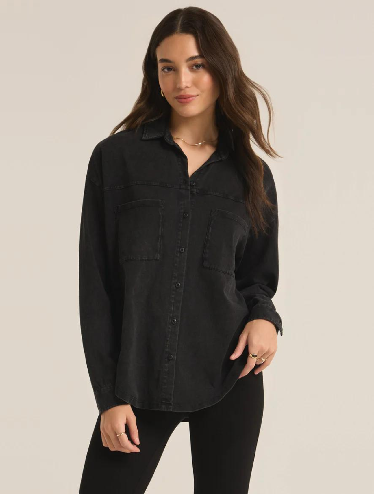 Niccola Cotton Jersey Button Up