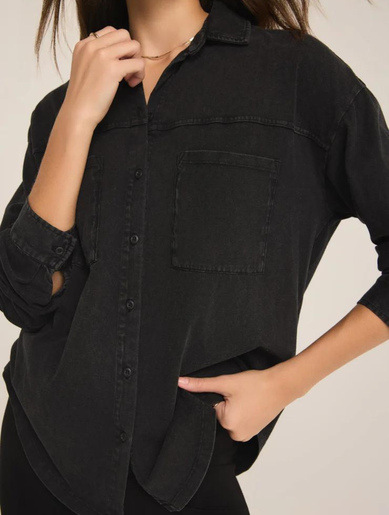 Niccola Cotton Jersey Button Up