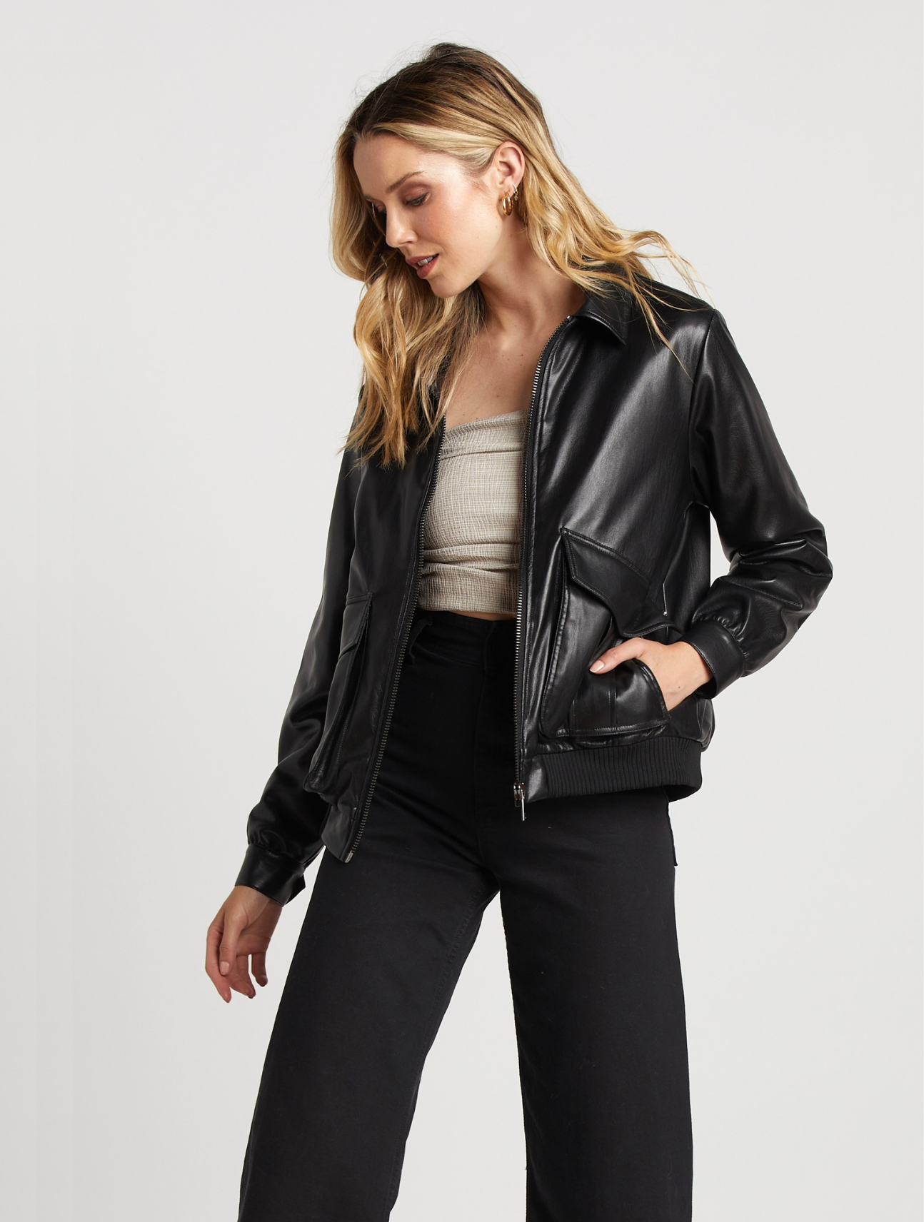 Sam Vegan Leather Bomber