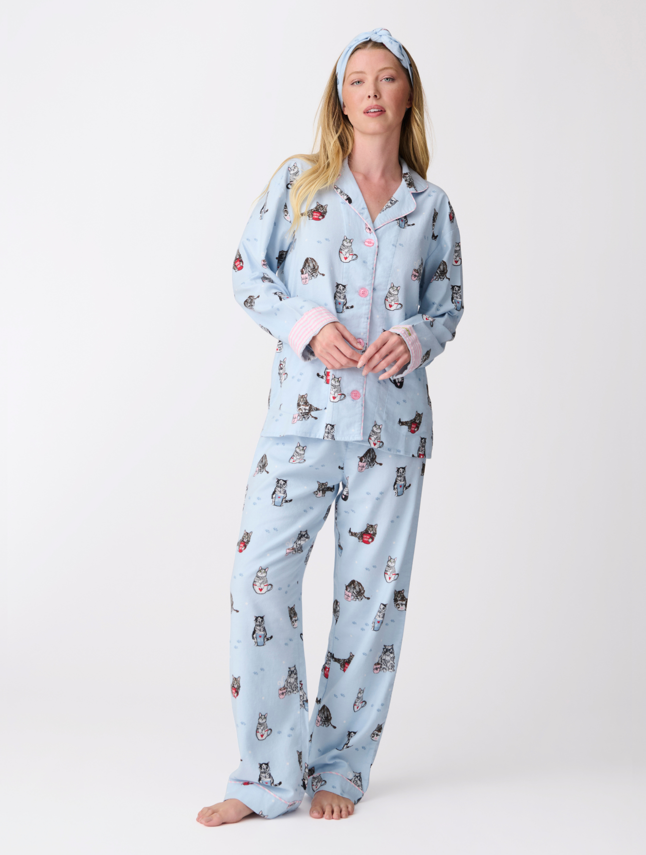 Coffee & Cat Naps Flannel PJ Set