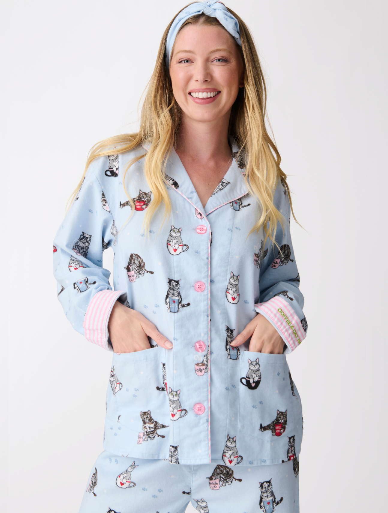 Coffee & Cat Naps Flannel PJ Set