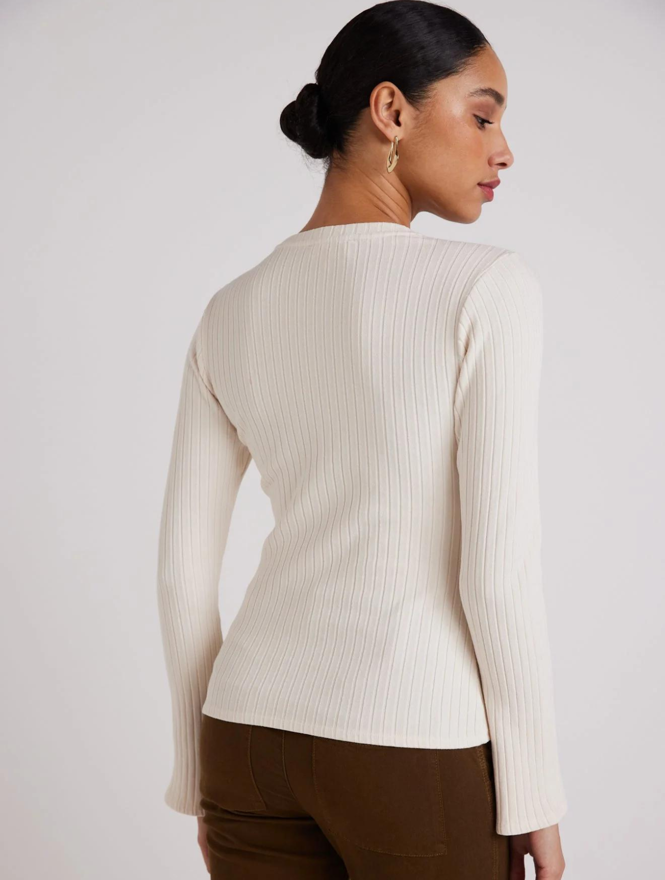 Long Bell Sleeve Rib Crew