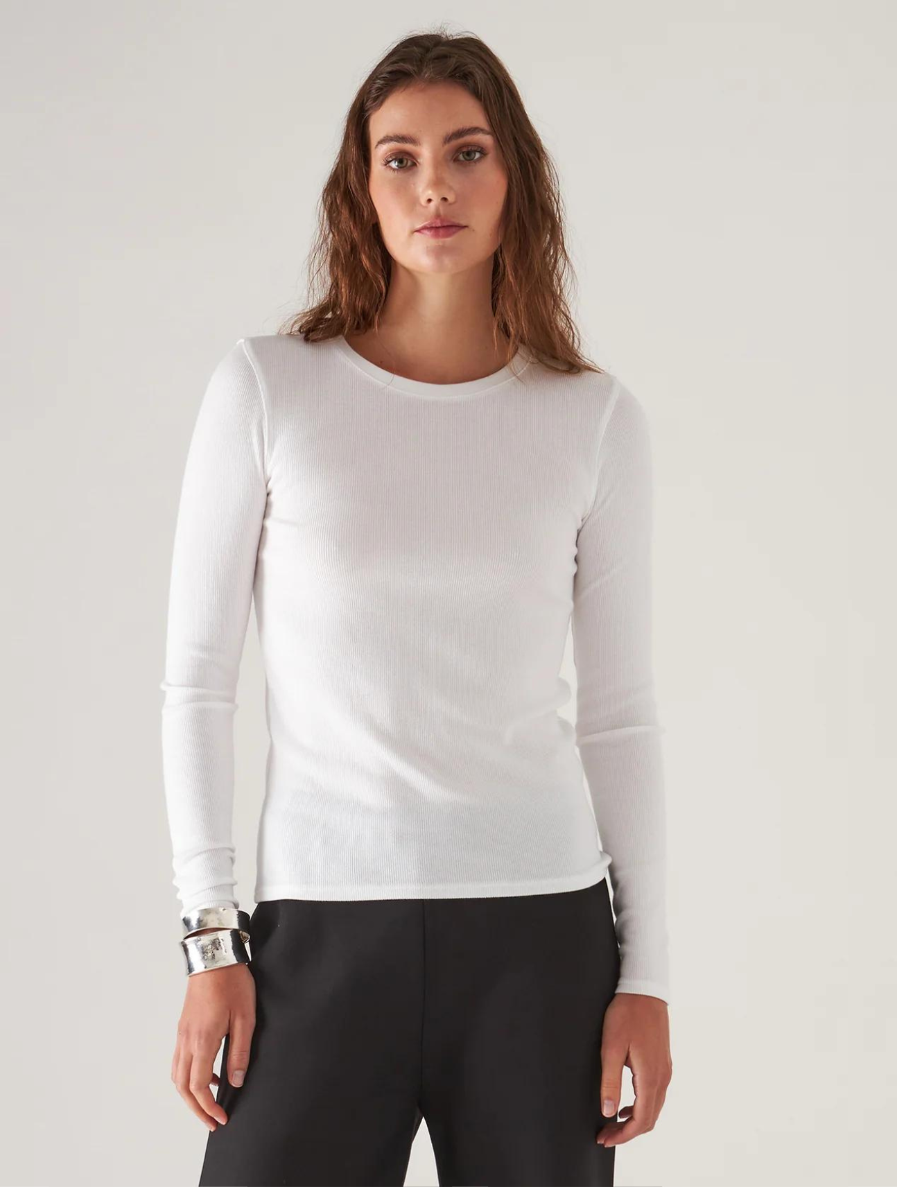 Pima Cotton Stretch Ribbed Long Sleeve