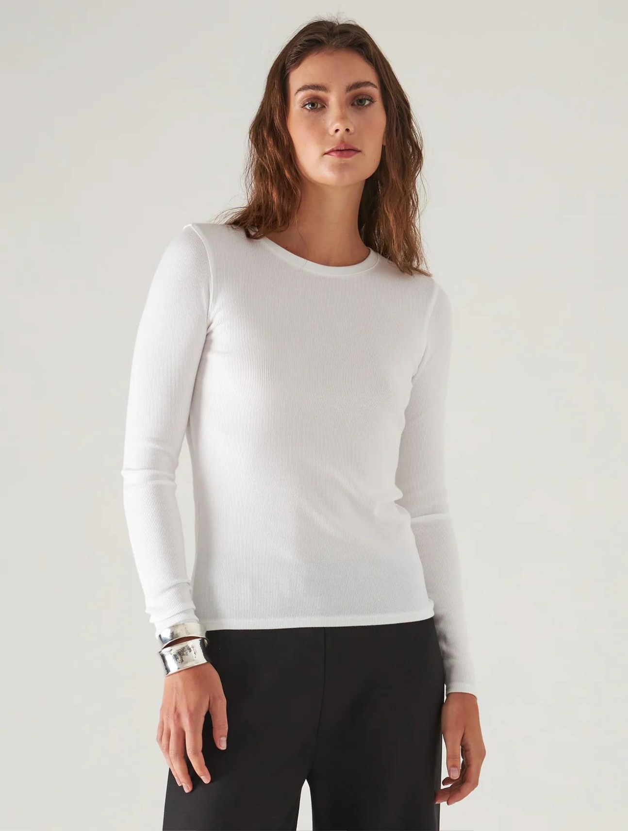 Pima Cotton Stretch Ribbed Long Sleeve