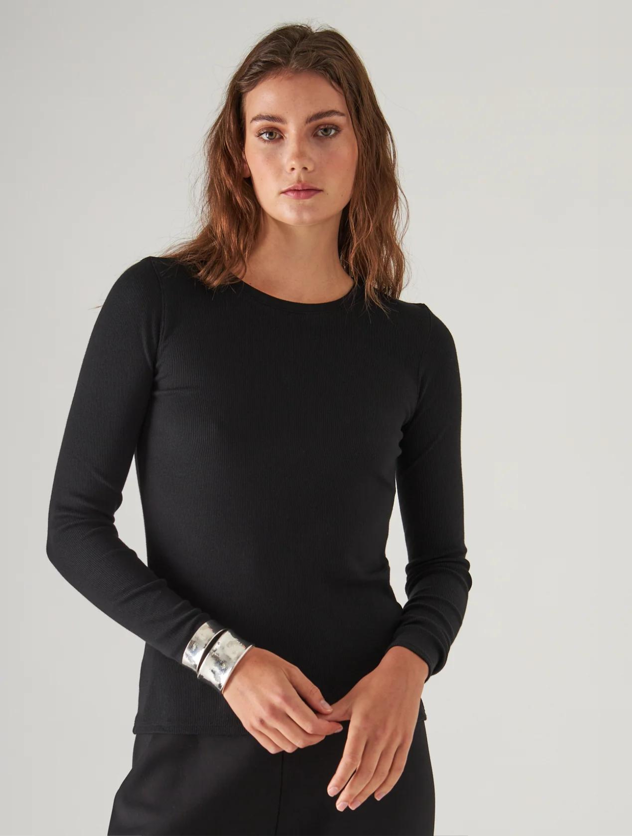 Pima Cotton Stretch Ribbed Long Sleeve