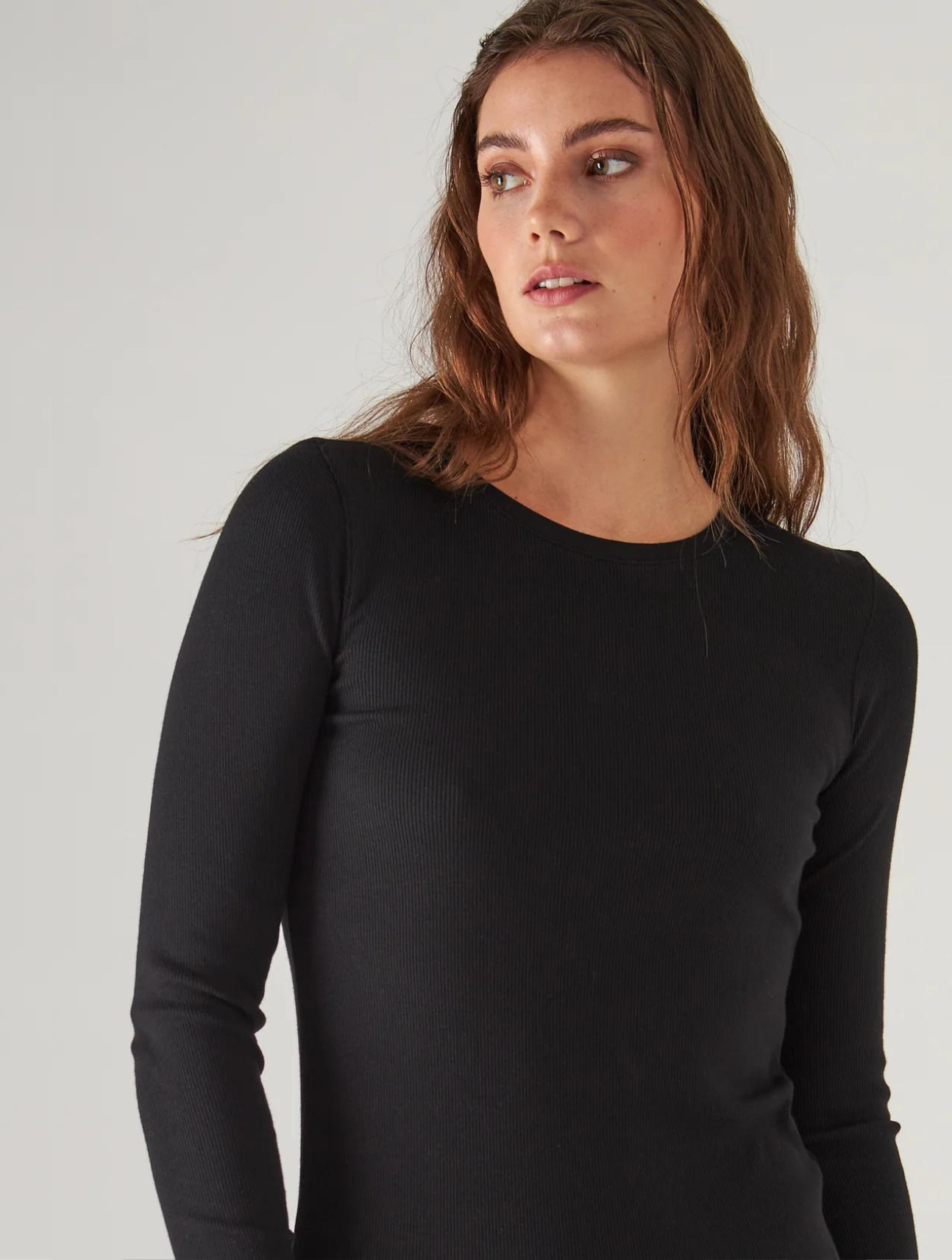 Pima Cotton Stretch Ribbed Long Sleeve