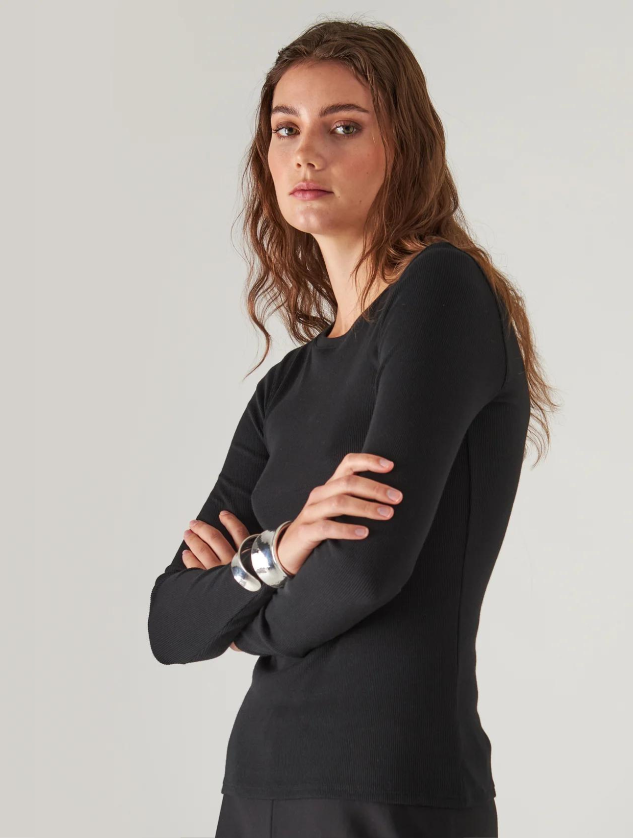 Pima Cotton Stretch Ribbed Long Sleeve