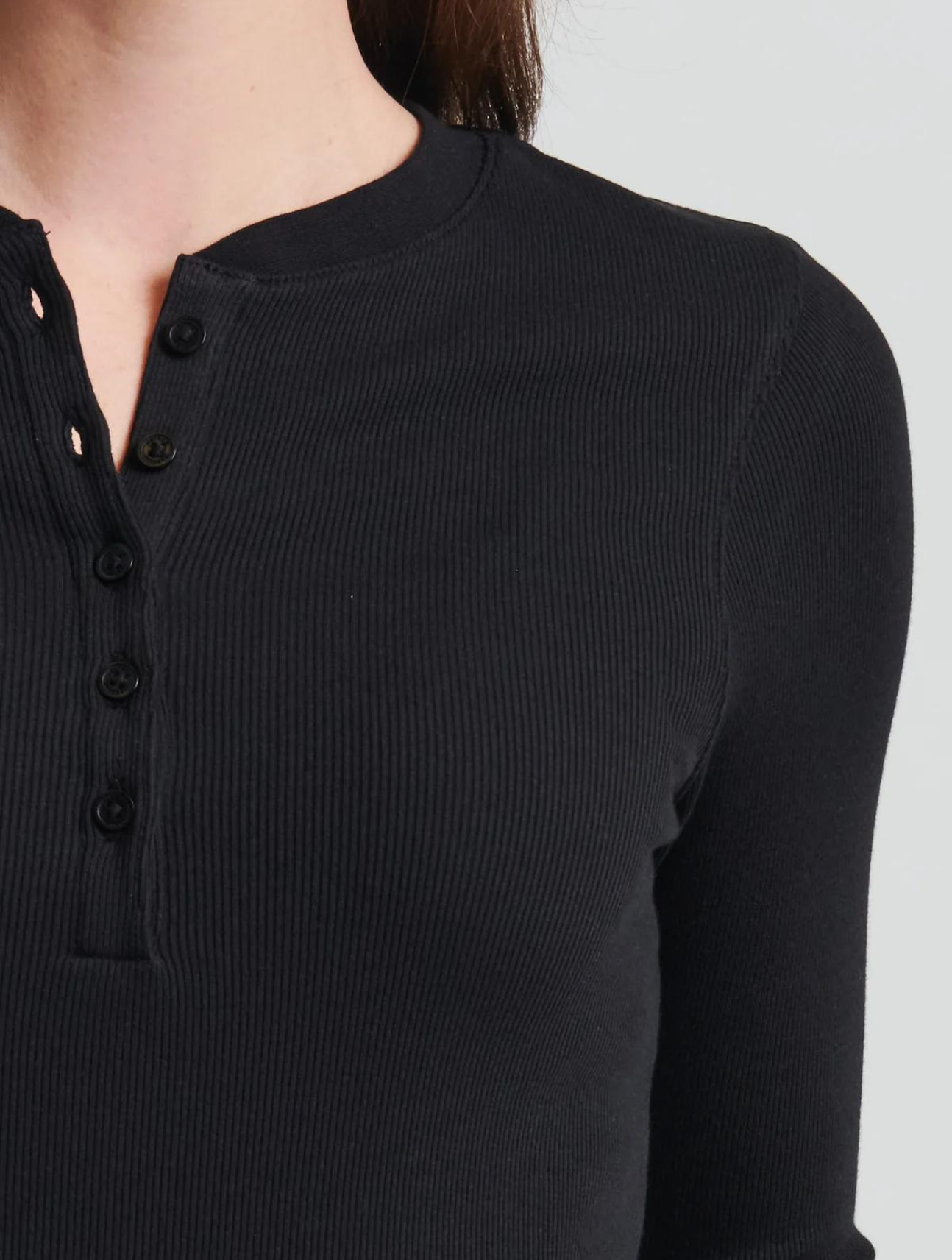 Pima Cotton Stretch Ribbed Henley