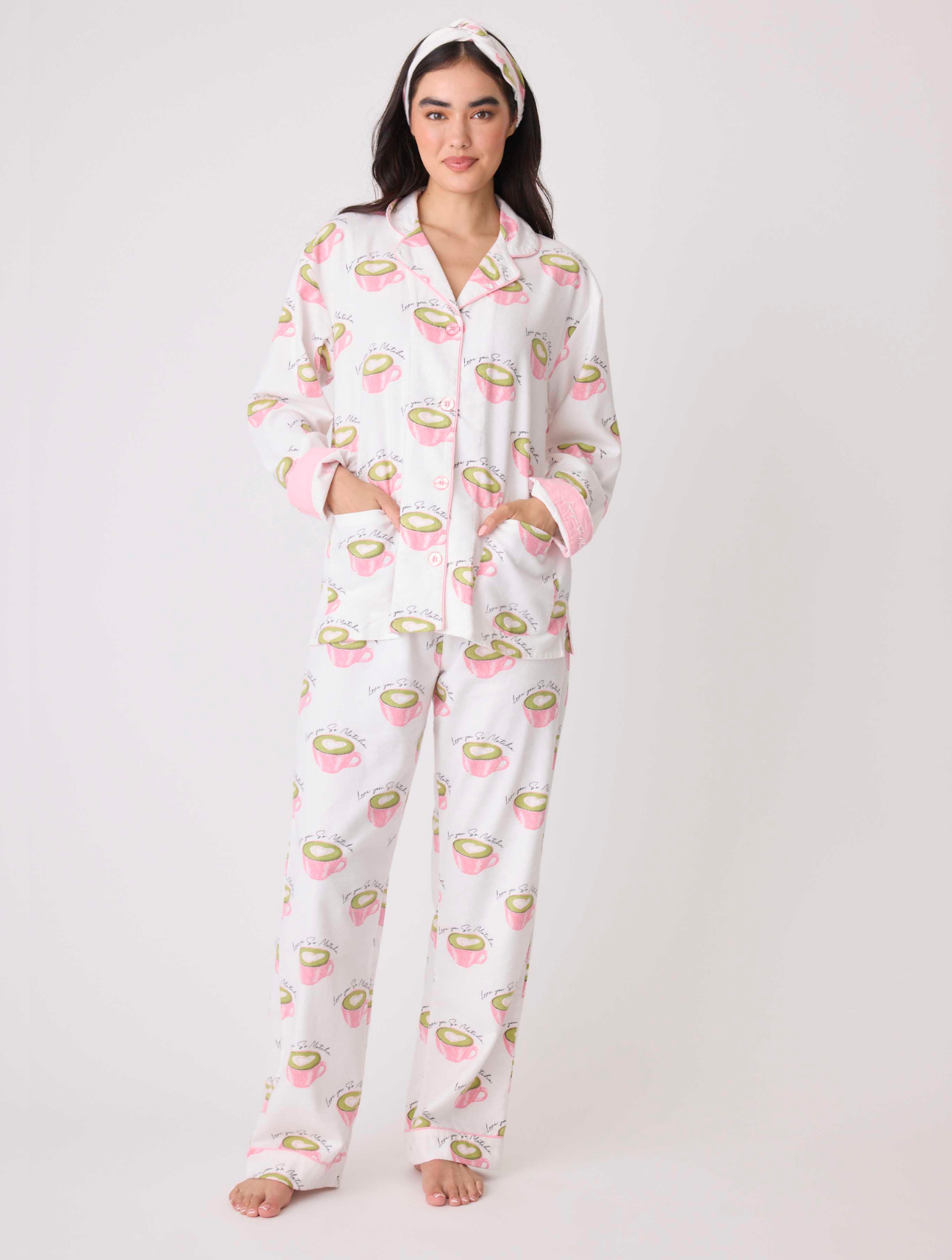 Love You So Matcha Flannel PJ Set