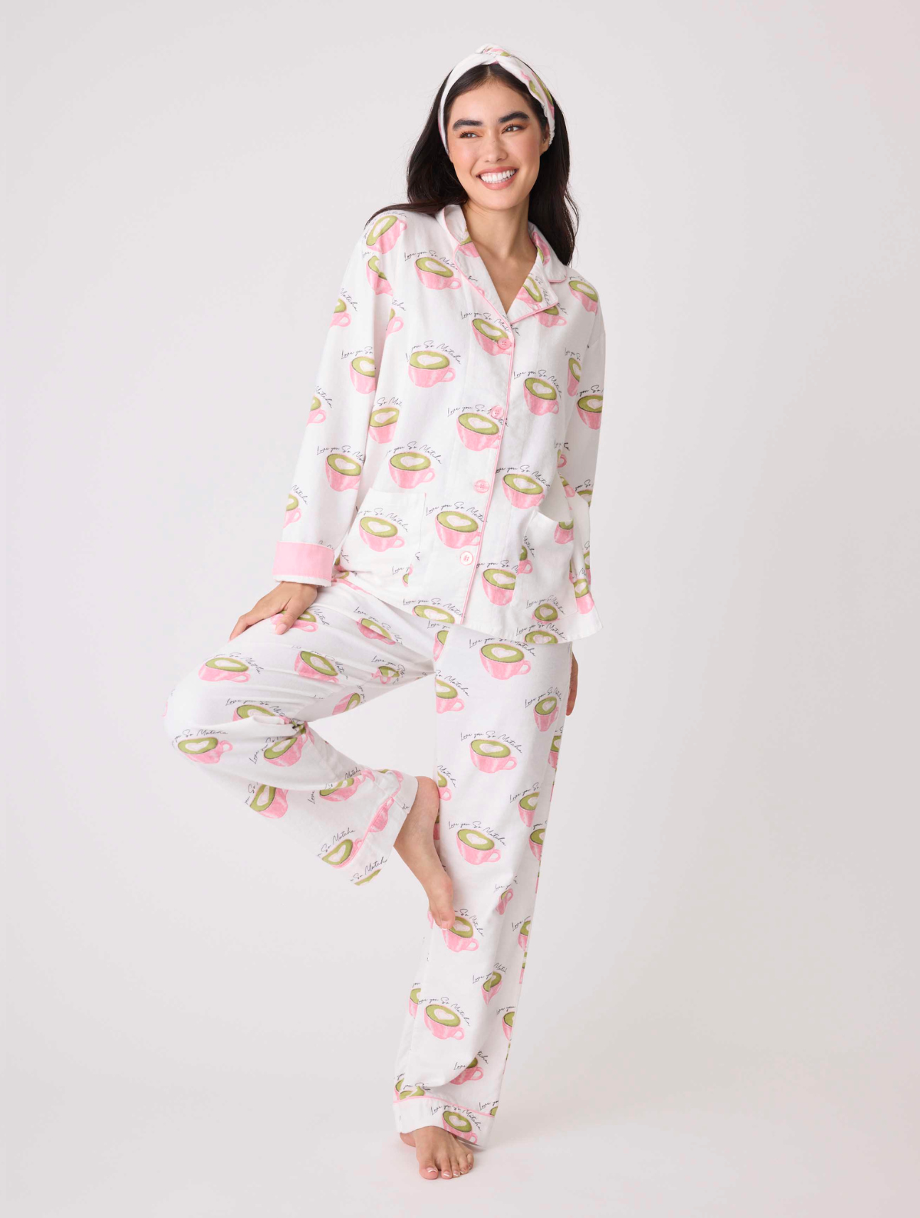 Love You So Matcha Flannel PJ Set