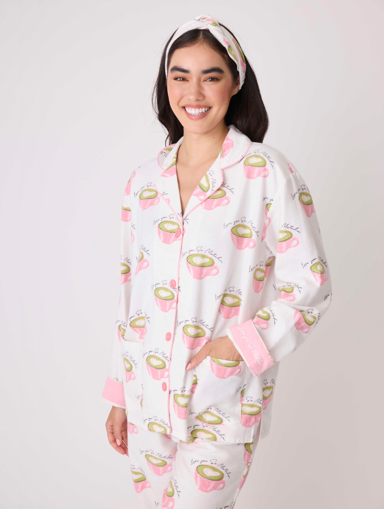 Love You So Matcha Flannel PJ Set