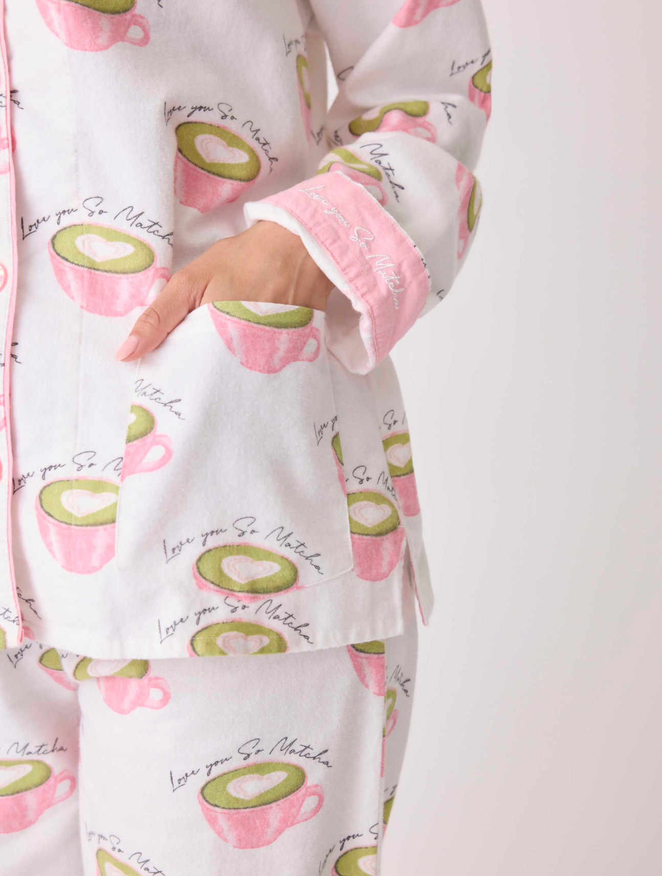 Love You So Matcha Flannel PJ Set