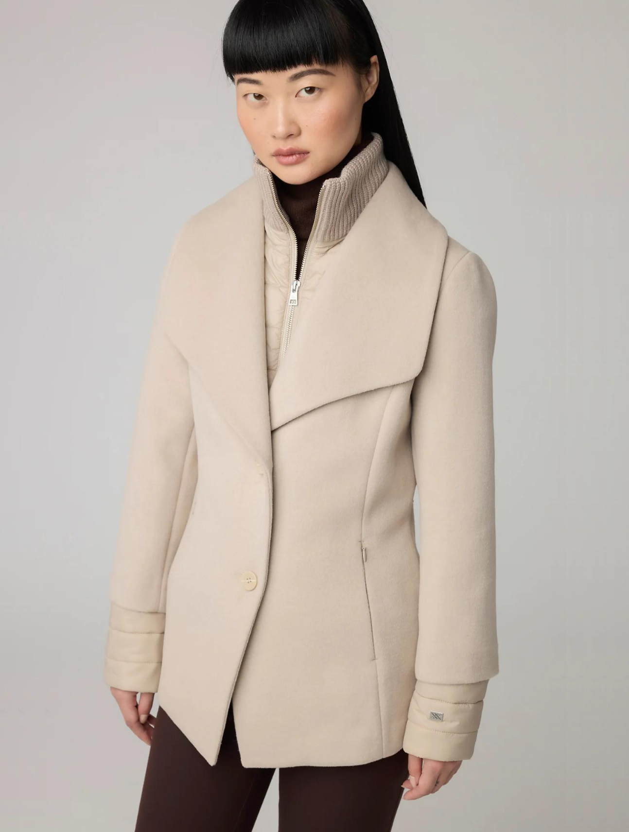 Frieda Mixed Media Wool Coat