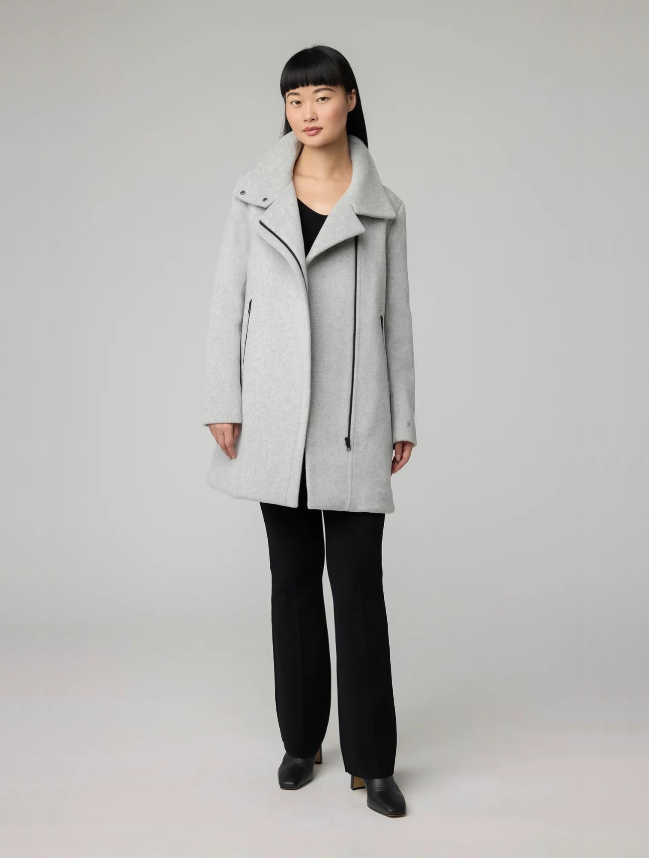 Abbi Mixed Media Wool Coat