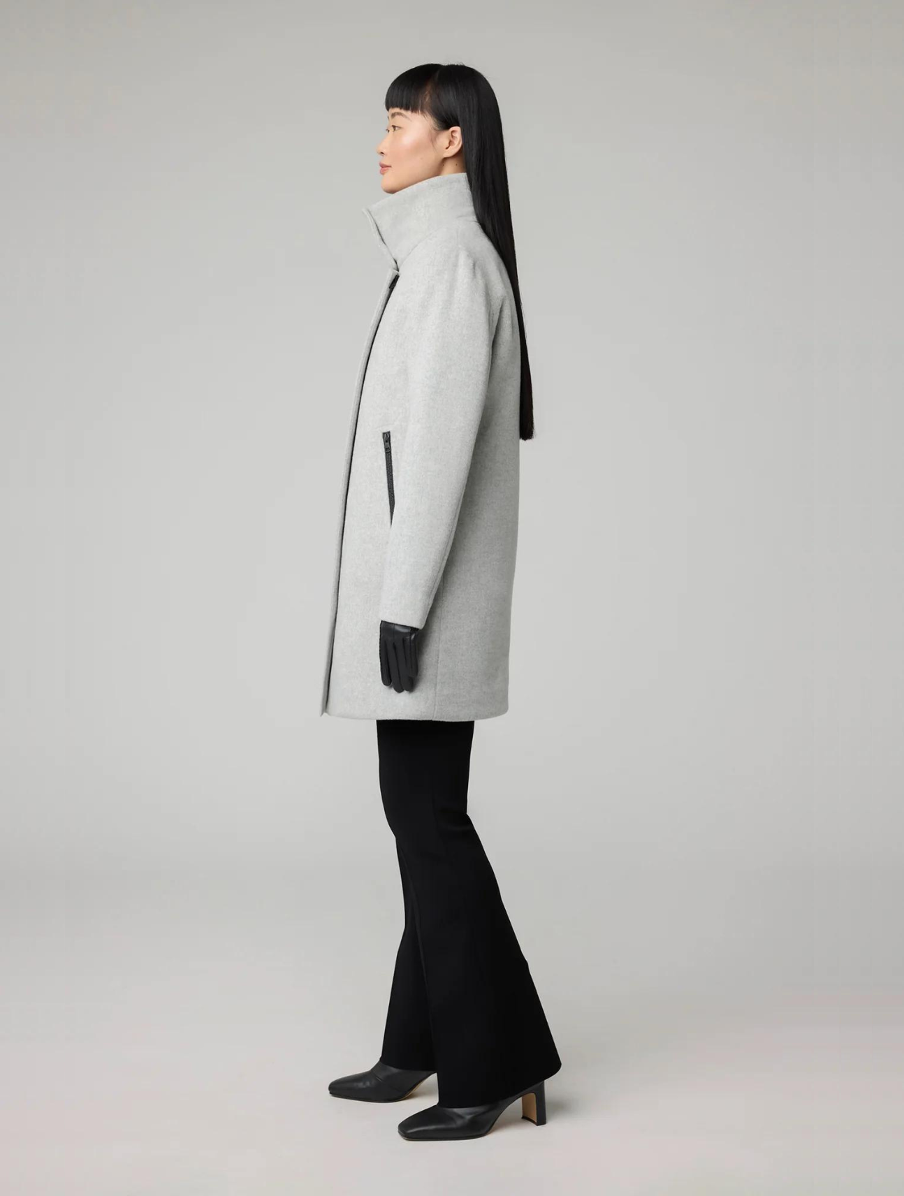 Abbi Mixed Media Wool Coat