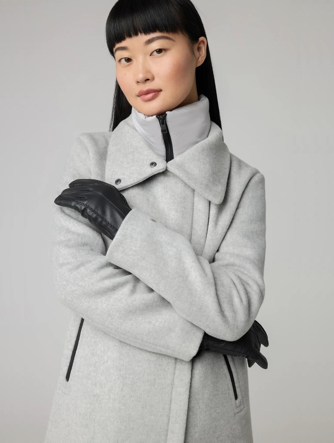 Abbi Mixed Media Wool Coat