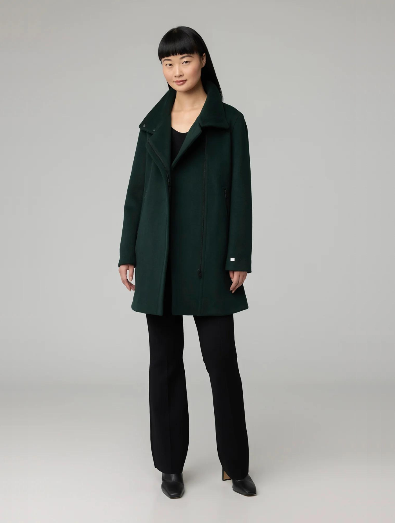 Abbi Mixed Media Wool Coat