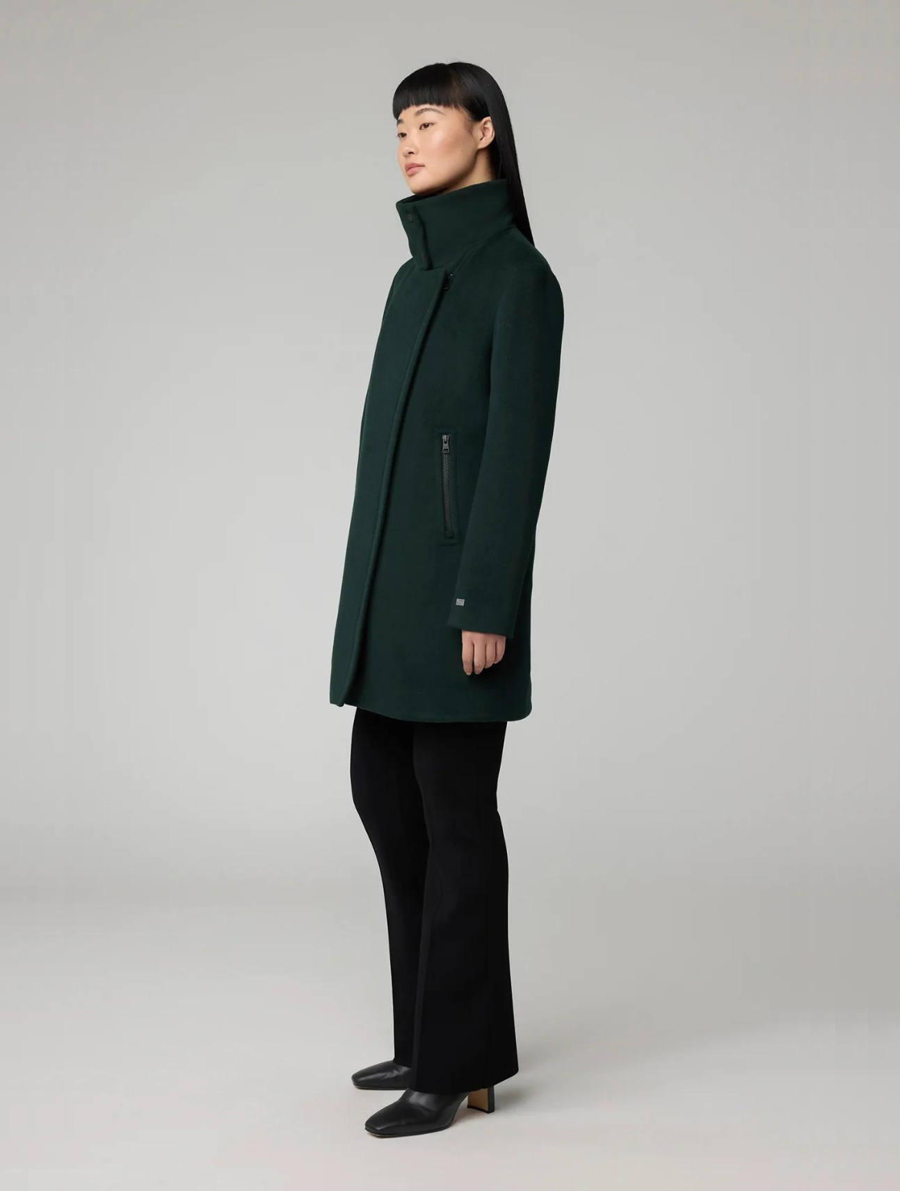 Abbi Mixed Media Wool Coat