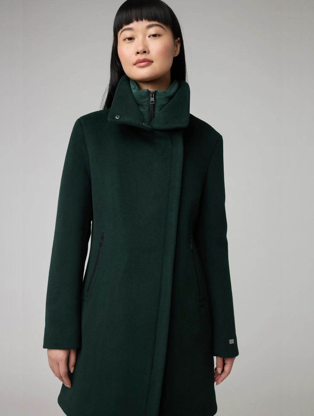 Abbi Mixed Media Wool Coat