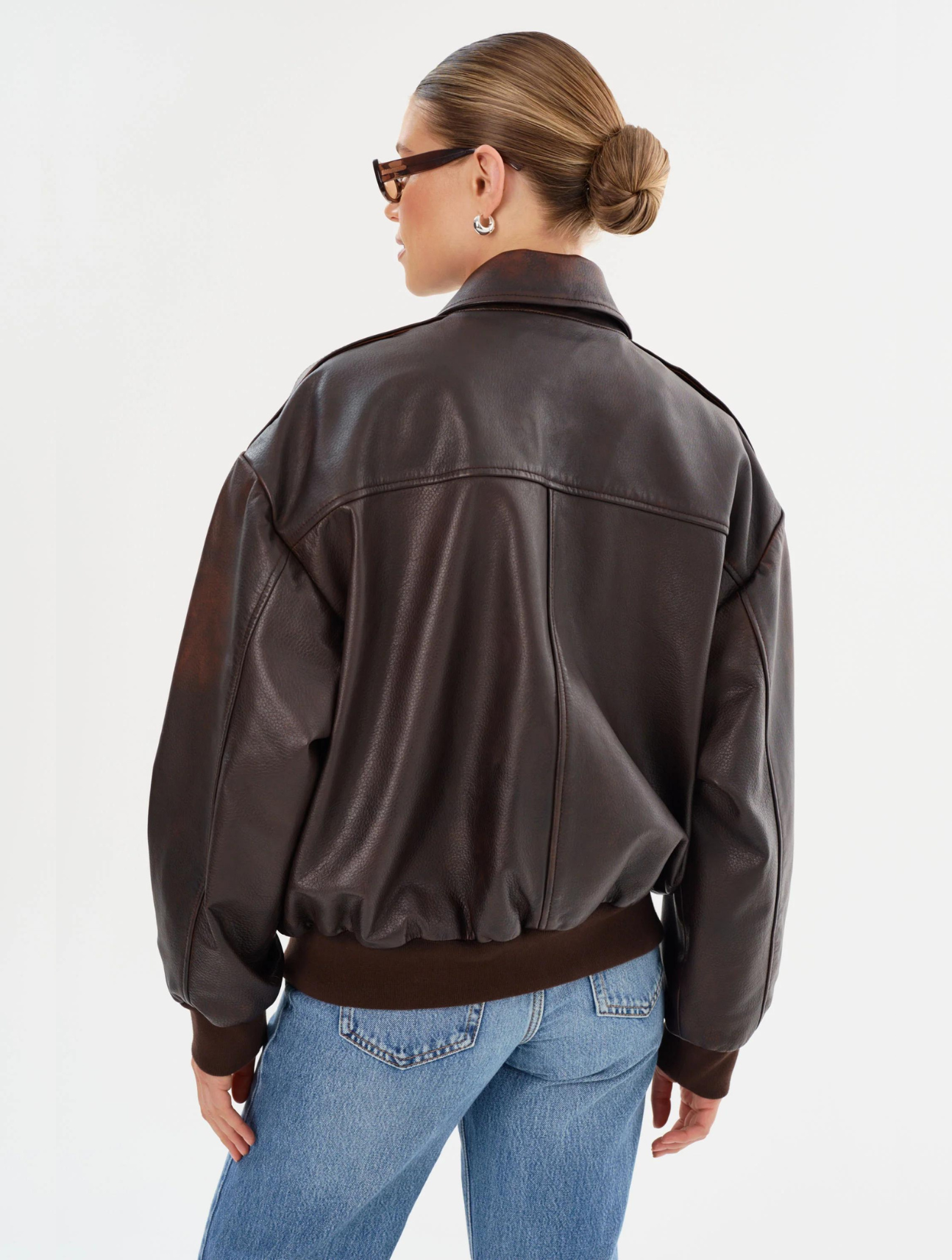 Trevanna Leather Bomber Jacket