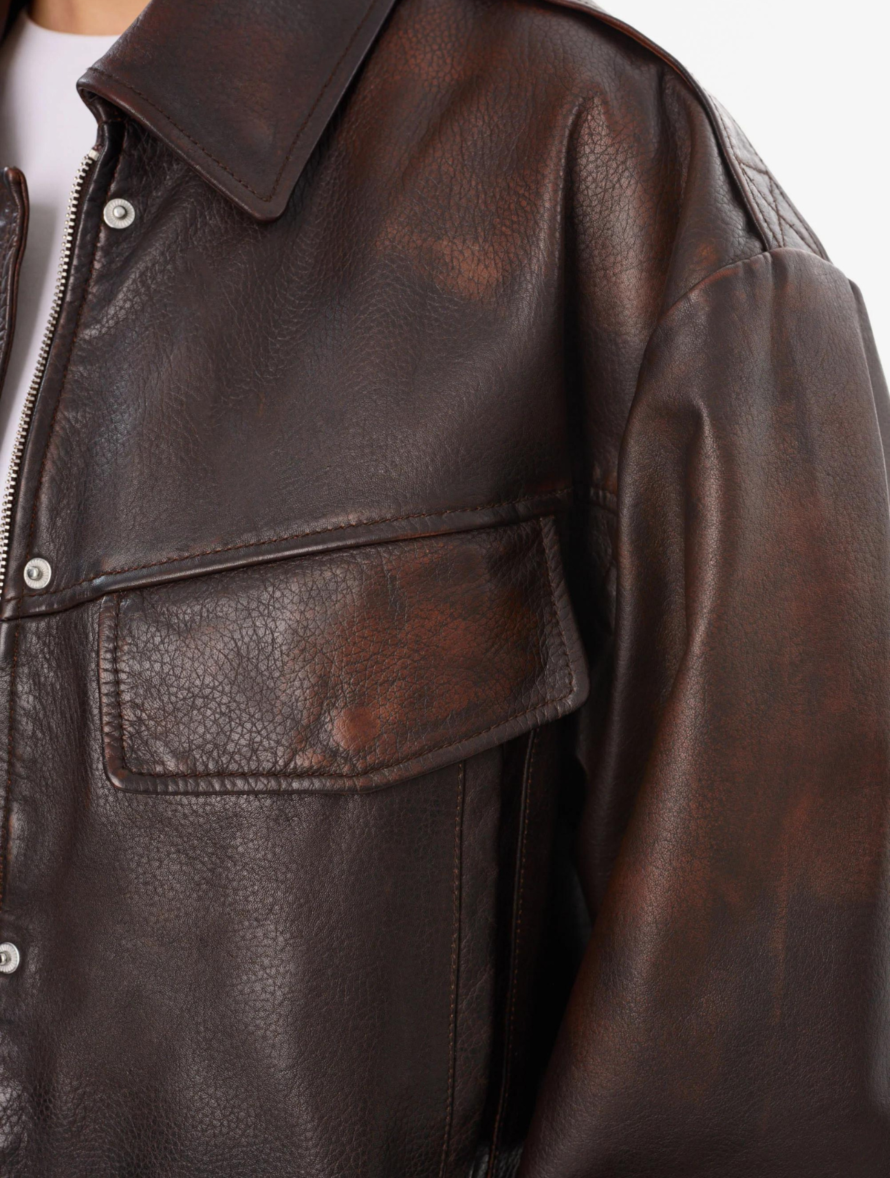 Trevanna Leather Bomber Jacket