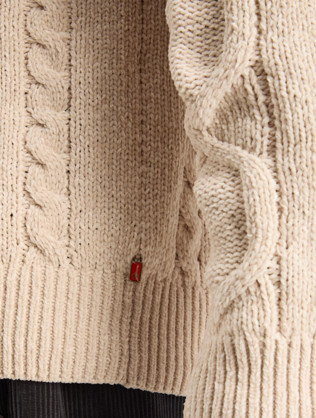 Drop Shoulder Chenille Cable Knit Sweater