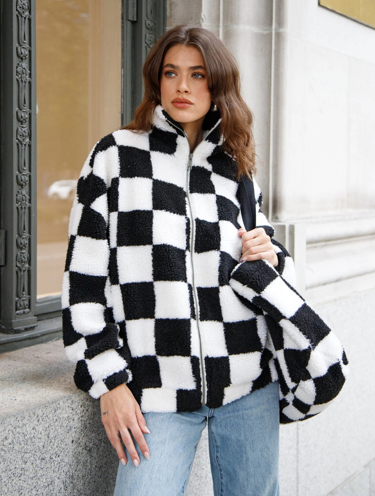 Checkered Sherpa Jacket